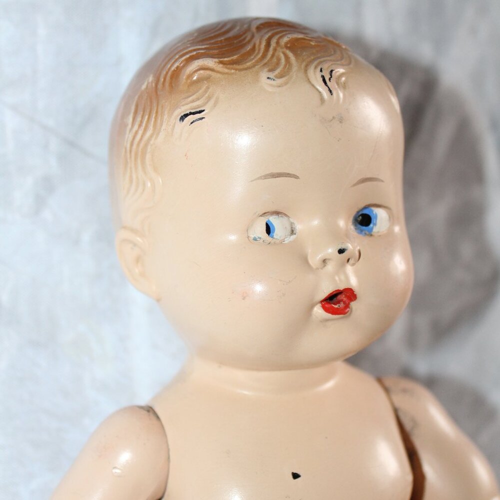 Vintage Composite Jointed Side Glancing Open Mouth 10.5" Baby Doll - Picture 15 of 15
